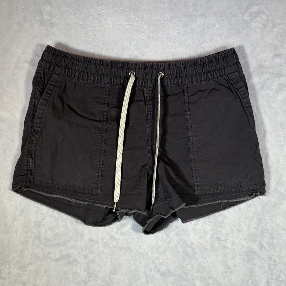 Vuori Ripstop Shorts Womens XS Charcoal Grey Organic Cotton Drawstring Raw Hem